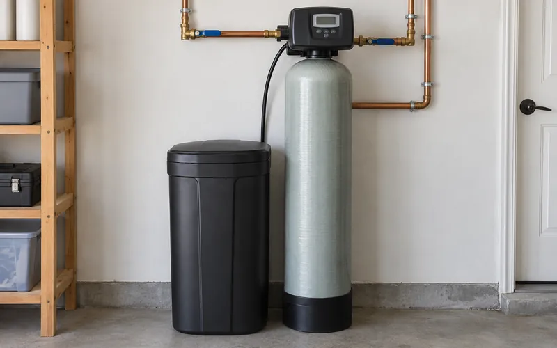 Illustrative new braunfels water-softener service scene